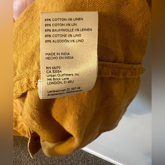 Anthropologie Pilcro Button Down Shirt Dress Pocket Short Sleeve Yellow Small - Picture 10 of 12